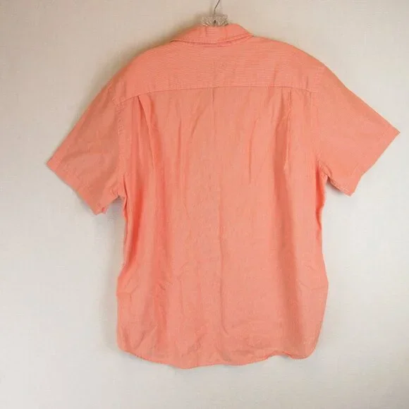 Abercrombie & Fitch Cotton Short Sleeve Seersucker Shirt Size L Salmon Orange - Picture 6 of 11